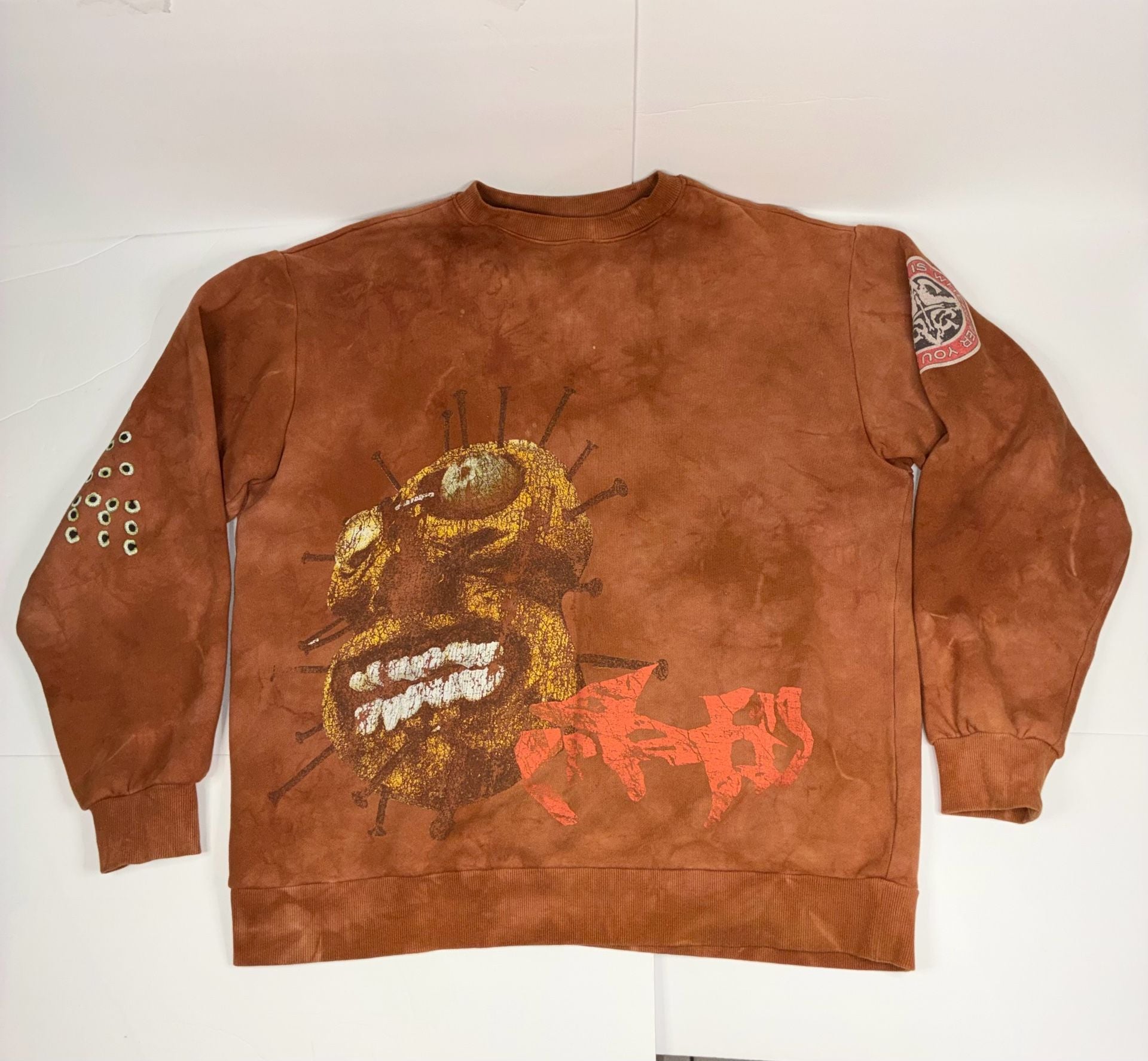 Travis Scott Utopia Circus Maximus Tour Brown Eyelet Crewneck Sweatshirt